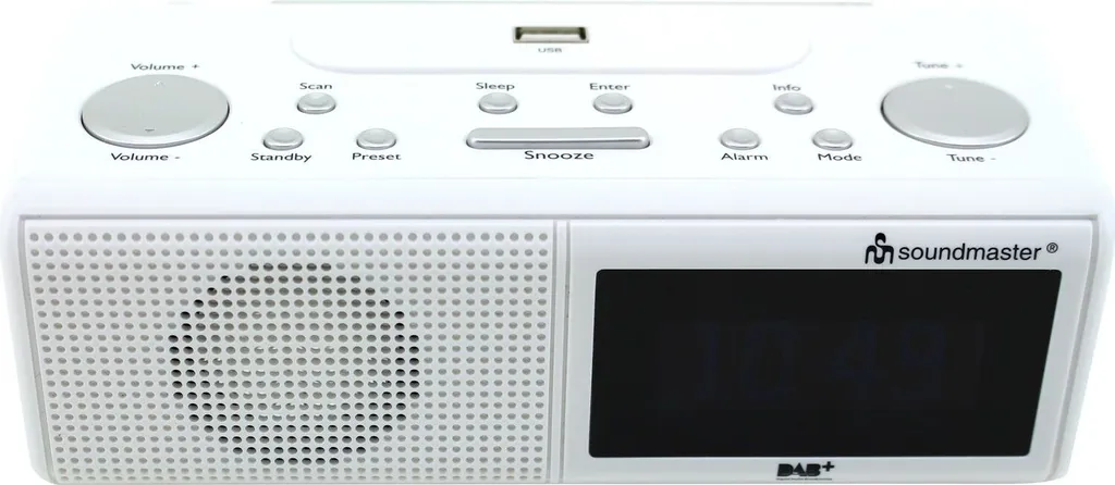 Radio-réveil compact Soundmaster UR8350WE blanc pour écoute discrète