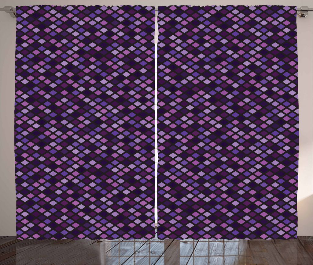 ABAKUHAUS Gitter Rustikaler Gardine, Diamant-Form-Mosaik-Fliesen, Schlafzimmer Kräuselband Vorhang mit Schlaufen und Haken, 280 x 175 cm, Mehrfarbig