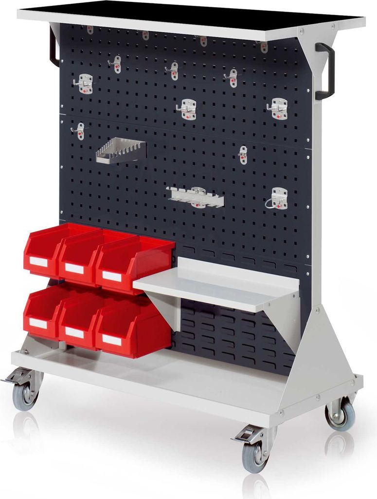 Kappes RasterMobil mobiler Arbeitsplatzschrank Größe #3 1270x1000x500mm 29-teilig mit Auflageboden inkl. Riffelgummimatte - anthrazitgrau