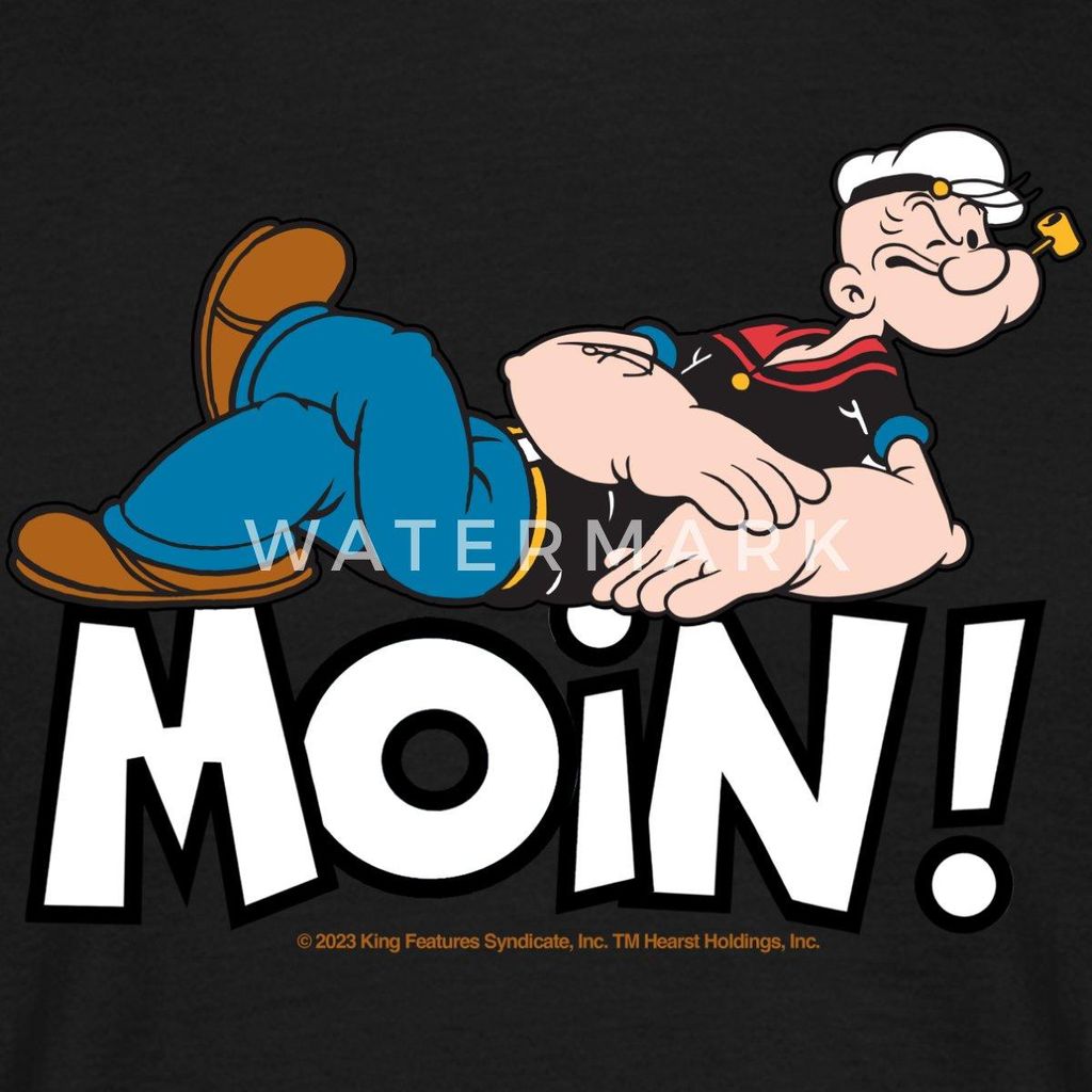 Spreadshirt Popeye Faulenzen Mit Schrift Moin Männer T-Shirt, XL, Schwarz