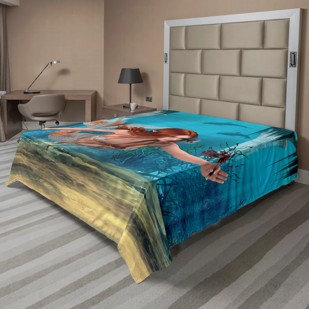 Drap-housse sirène réaliste 244x205 cm ABAKUHAUS en microfibre Siena
