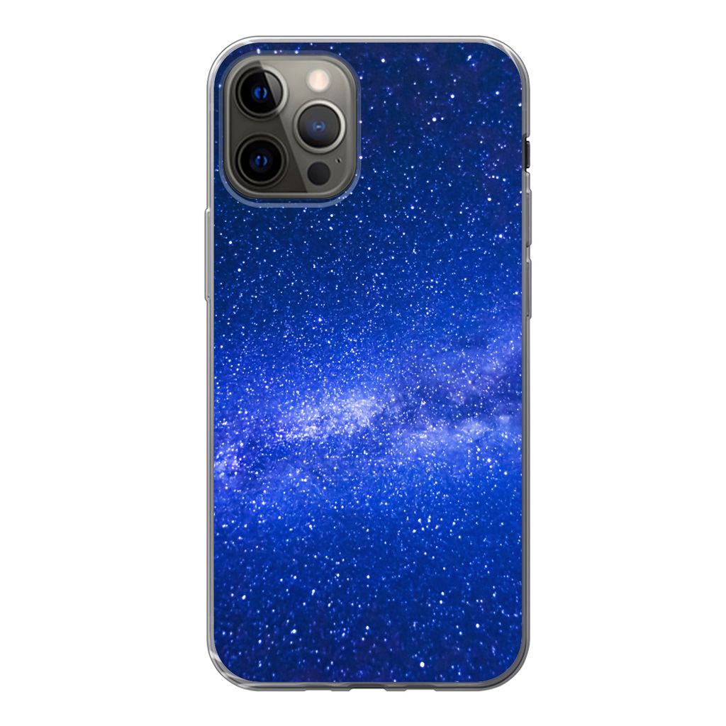MuchoWow Handyhülle Schutzhülle Hülle für iPhone 12 Pro Sternenhimmel - Universum - Blau - Jungen - Mädchen - Kinder Silikon Softcase Handy ...