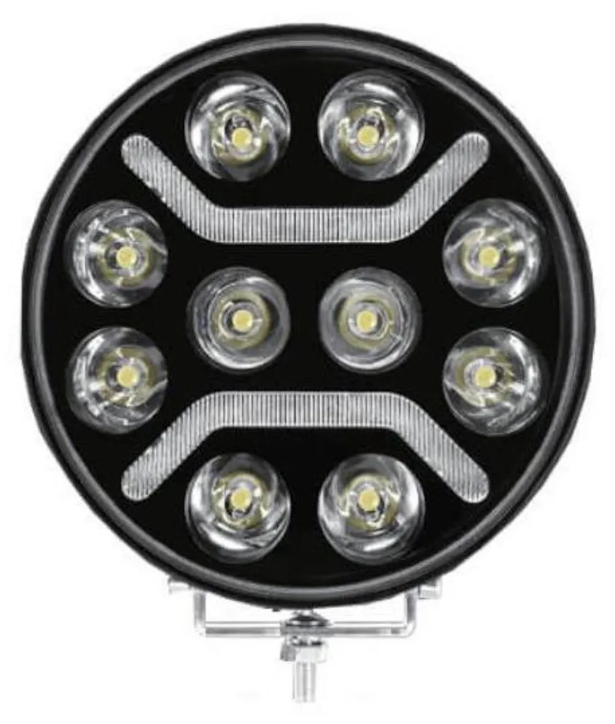 Phare halogène Ø 230 mm avec feux LED DRL blanc et orange 12V 24V