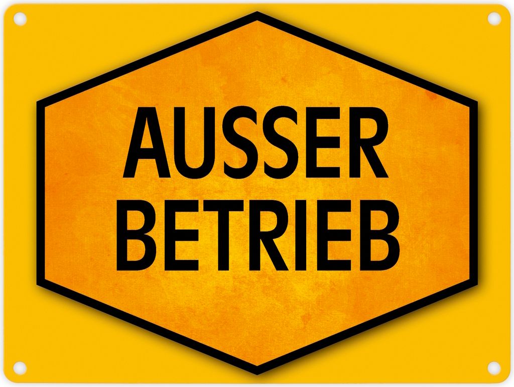 Ausser Betrieb Warn- und Hinweisschild in Gelb und Schwarz Warnschild Hinweis