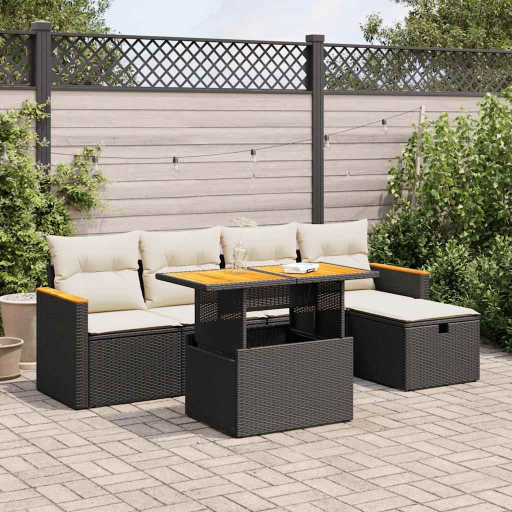 Maison Exclusive - 6-tlg. Garten-Sofagarnitur mit Kissen Schwarz Poly Rattan