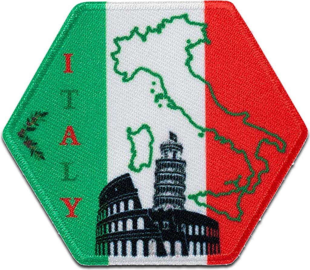 Mono-Quick Wabe Italien Land - Aufnäher, Bügelbild, Aufbügler, Applikationen, Patches, Flicken, zum aufbügeln, Größe: 7 x 6 cm