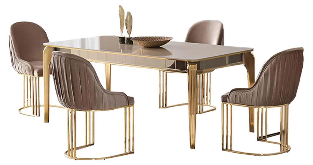 Luxus Esszimmer Tisch Essgarnitur Garnitur Essgruppe 6 Lehnstühle Set 7tlg