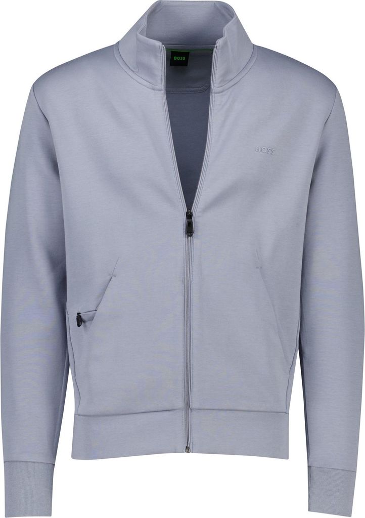 Boss Green Sweatjacke skaz blau Baumwolle Stehkragen