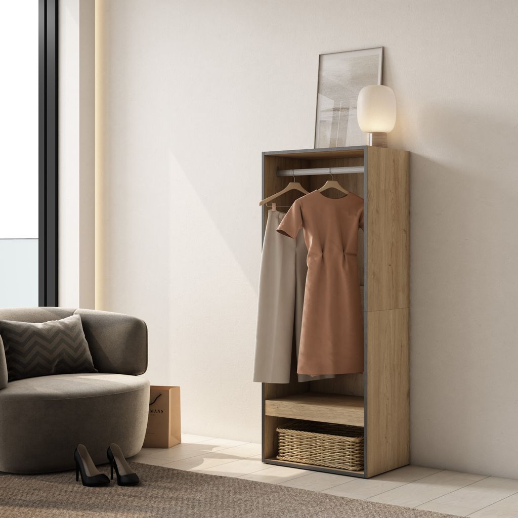 Armadio Pieghevole FOERPL 69x170x50 Cm, Bianco, In Plastica PP+PET, Con Ante Magnetiche E Asta, Portata 60 Kg, Facile Montaggio