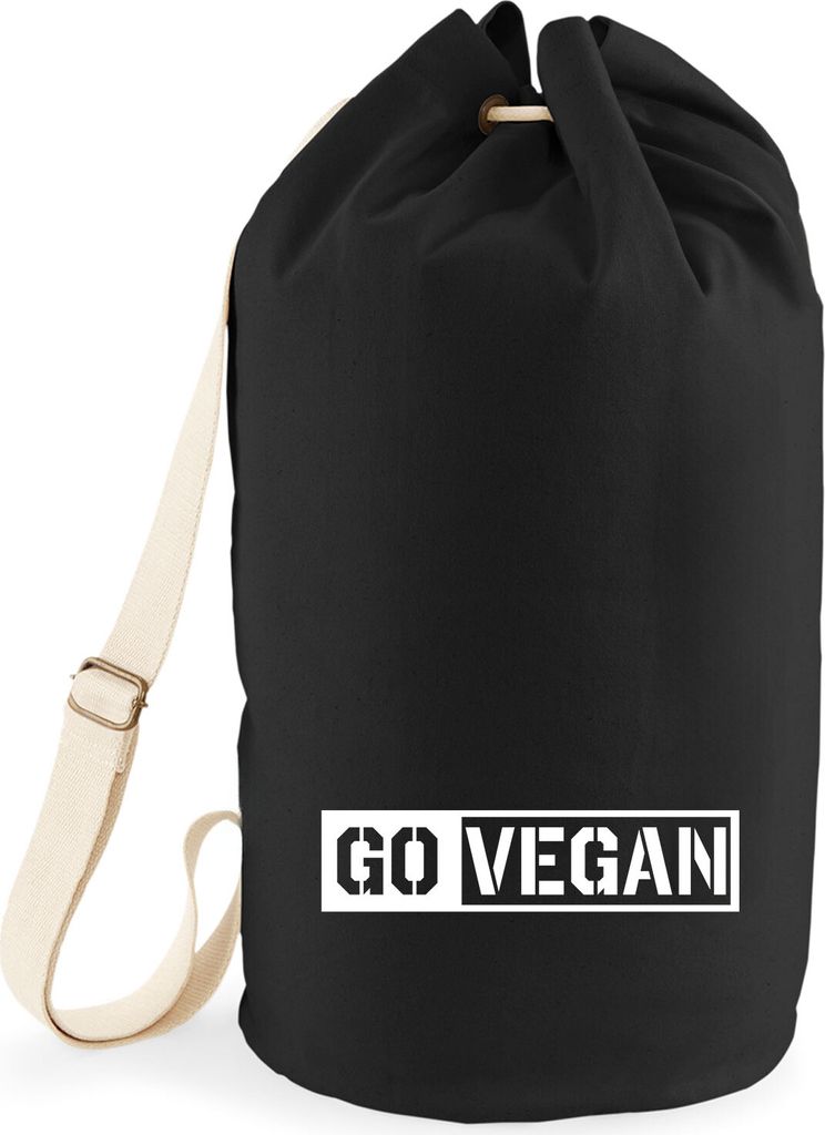 Huuraa Seesack Go Vegan Modern Geschenk 20 Liter Rucksack Black Baumwolle Go Vegan Geschenkidee