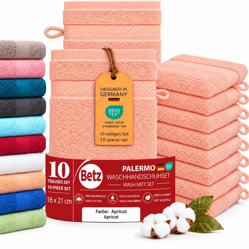 BETZ Waschhandschuhe Palermo 10 Stück 16x21 cm – 100% Produktbild 