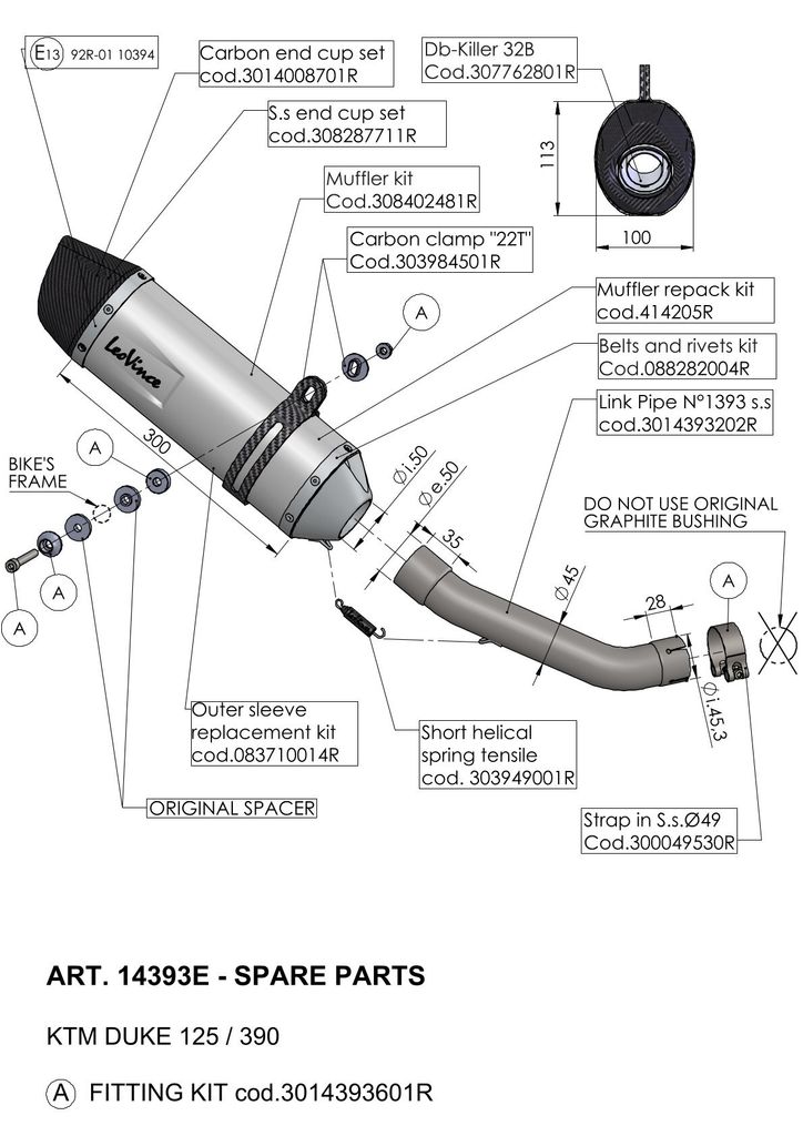 Auspuffhalterung LeoVince Auspuff-Ersatzteil Schrauben Haltesatz für KTM Duke 125 - 390