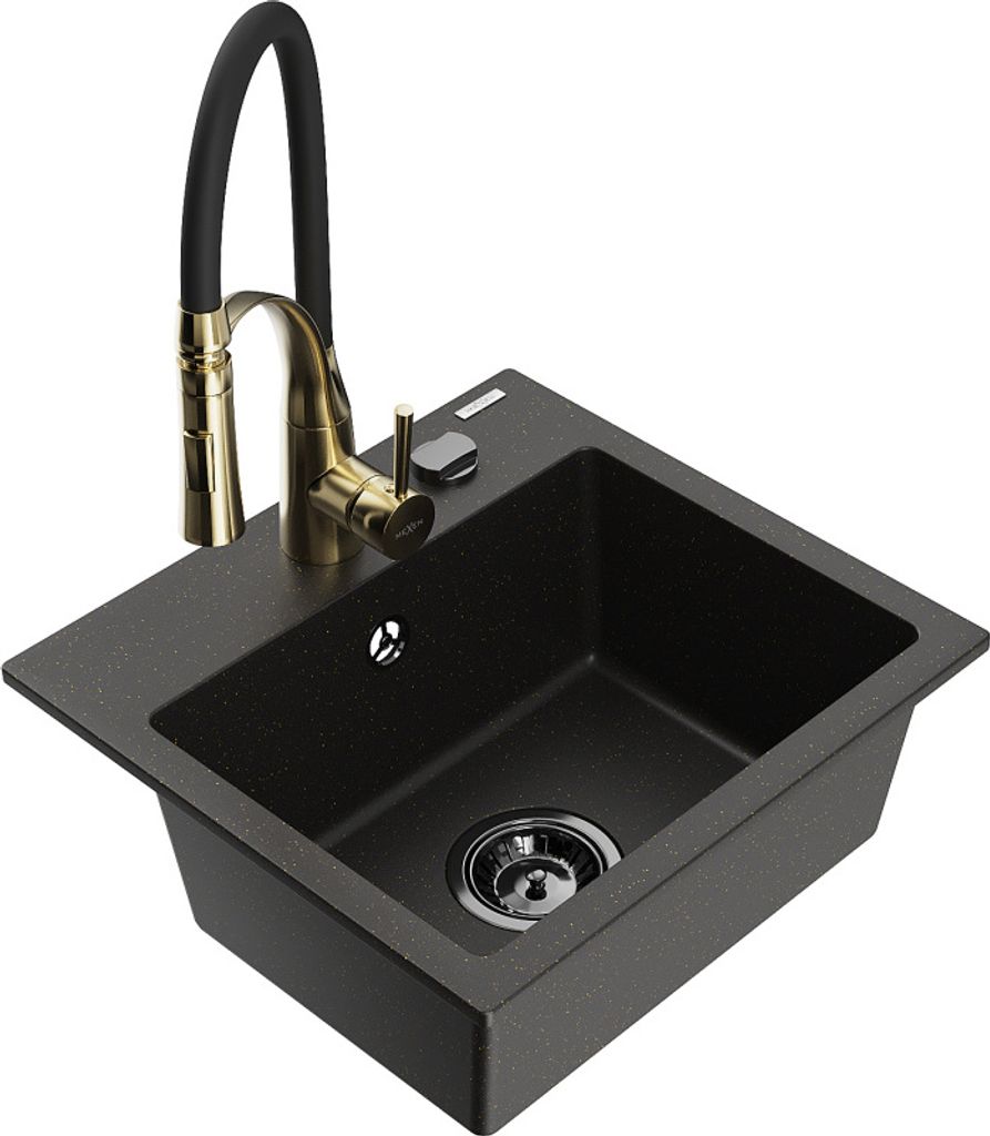 Mexen Milo 1-Becken-Granit-Spüle mit Mischbatterie Aster, Produktbild 