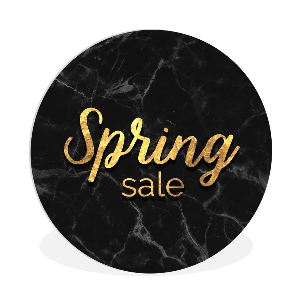 MuchoWow Rundes Wandbild - Runde Bilder Verkauf - Frühling - Gold - Marmor Ø 90 cm Kreis Wanddekoration Kunststoff - Wandkreis - Wandschmuck - ...