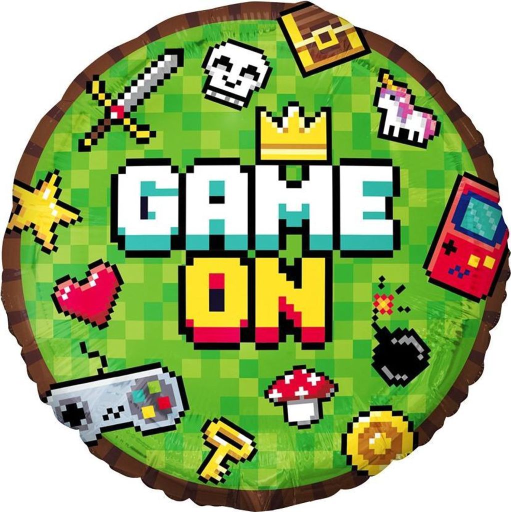GAME ON Folienballon Pixel Geburtstagsspiel 45cm