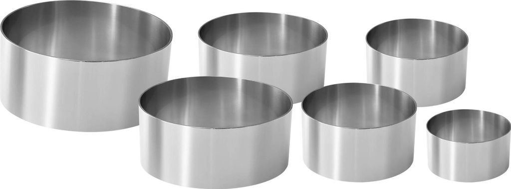 Fackelmann 6-teiliges Set Dessertringe, professionell, Stahl, Silber