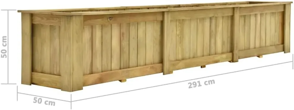 Carré potager bois imprégné 291 cm, lit surélevé durable et robuste