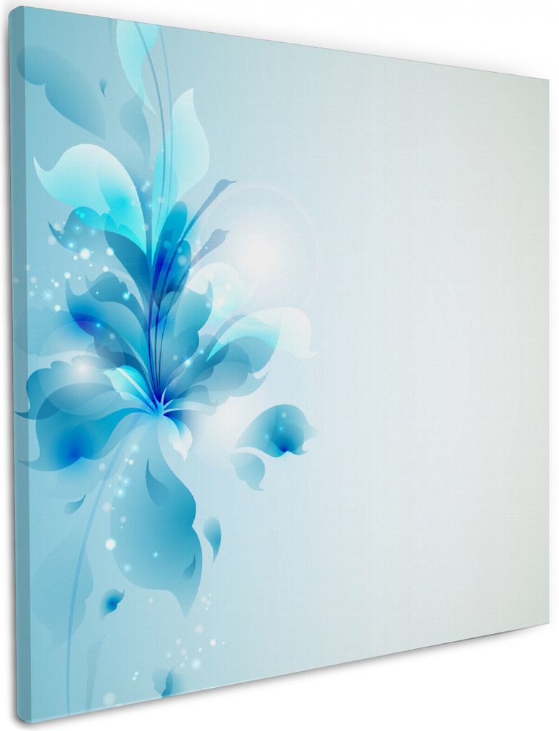 Wallario Premium Leinwandbild Blaues Blumenbuket in Größe 50 x 50 cm