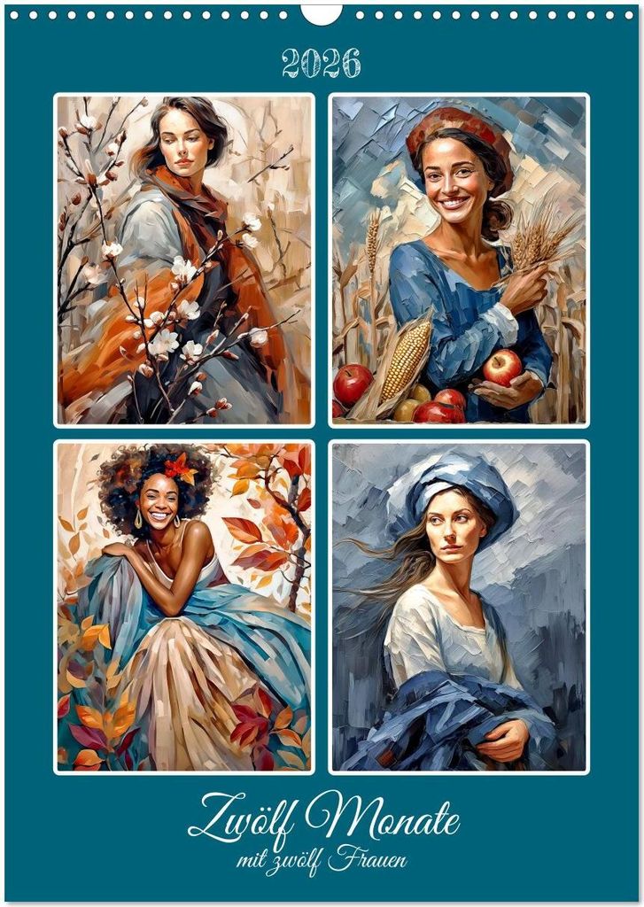 Zwölf Monate mit zwölf Frauen (Wandkalender 2026 DIN A3 hoch), CALVENDO Monatskalender