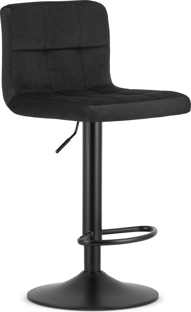 Valora PROT Hocker Schwarzer Samt Schwarzes Gestell - Samthocker mit massivem schwarzen Finish