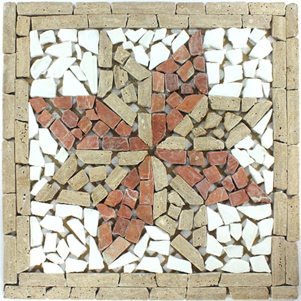 Marmor Rosone 33x33x8mm Braun Rosso Weiss