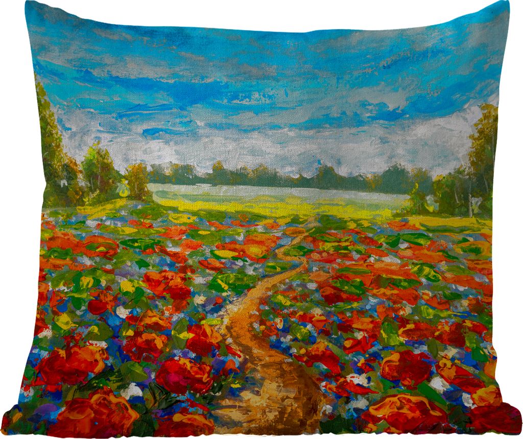 MuchoWow Outdoor Kissen - Malerei - Ölfarbe - Blumen - Natur - 45x45 cm - Wetterfest - Lounge Kissen - Fotokissen - Dekoratives Kissen