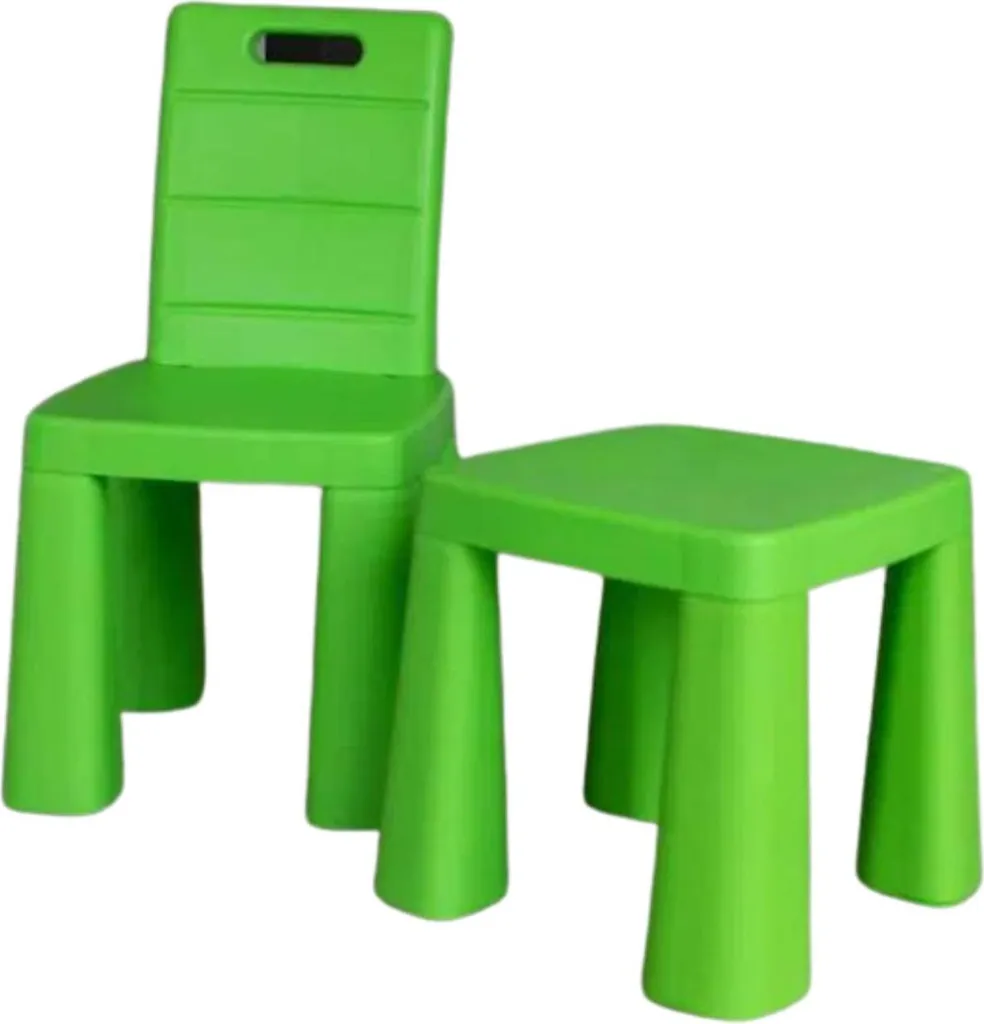 Doloni Ensemble de repas pour enfants Vert - Table et chaises robustes - 12
