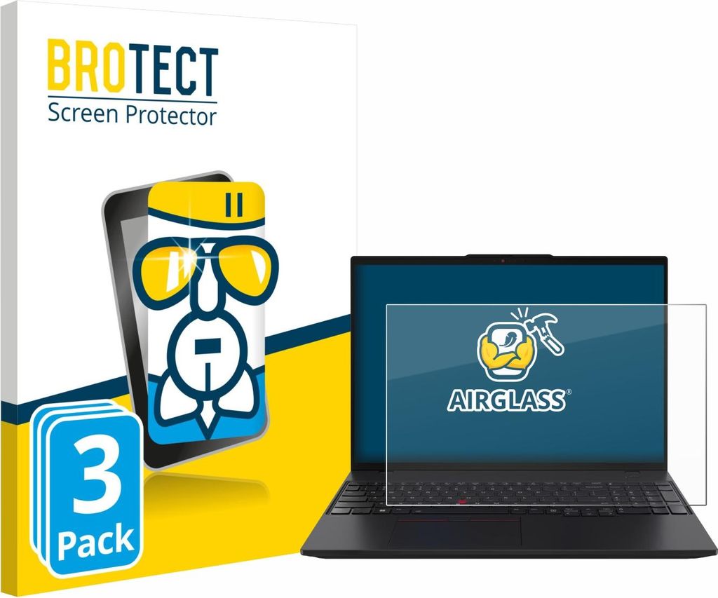 3x BROTECT Schutzglas für Lenovo ThinkPad L16 Gen 2 Schutzfolie Panzer Folie Glas Display Schutz klar