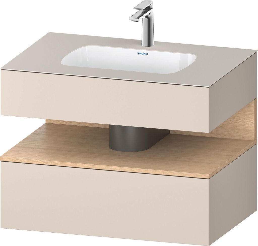 Duravit Collection One Einbauwaschtisch mit Konsolenwaschtischunterbau, 800x550x600mm, Nische Eiche Natur, QA4785030830010