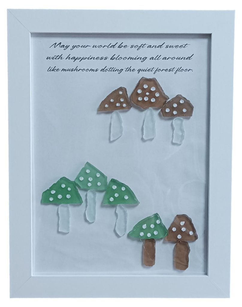 Handgefertigte Wanddekoration aus Treibglas: Dekorativer Treibglas-Pilz im Rahmen – ein tolles Geschenk für Frauen, Mütter, Ehefrauen und beste...