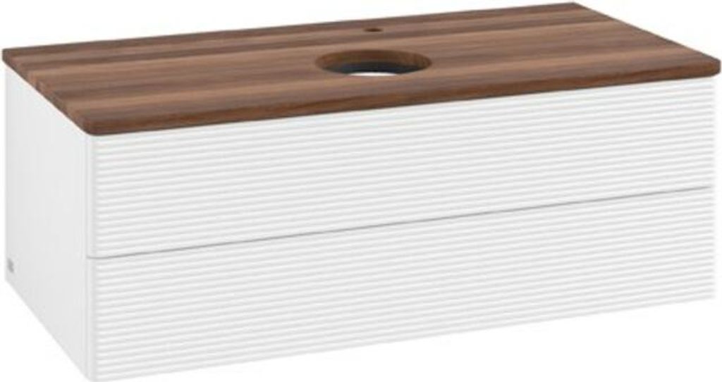 V&B Waschtischunterschrank mit Frontstruktur Antao 100x36x50cm, HL, WBP w. wal, wh. m Lac