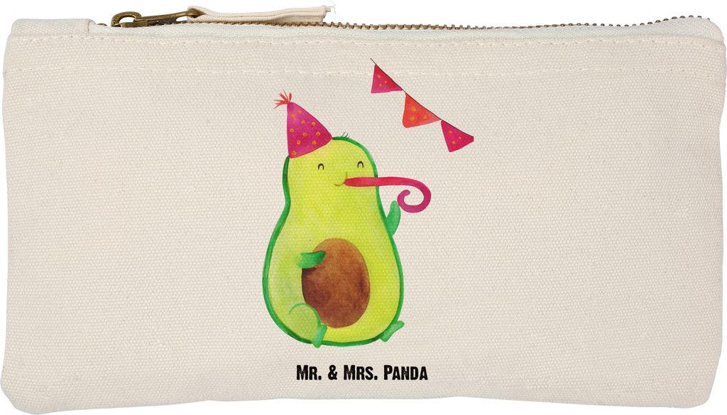 Mr. & Mrs. Panda Pouch Avocado Party Größe S Klein - Weiß - Geschenk, Geburtstag, Kosmetiktasche, aufbewahrungsbeutel, Mäppchen, Genießen, Sto...