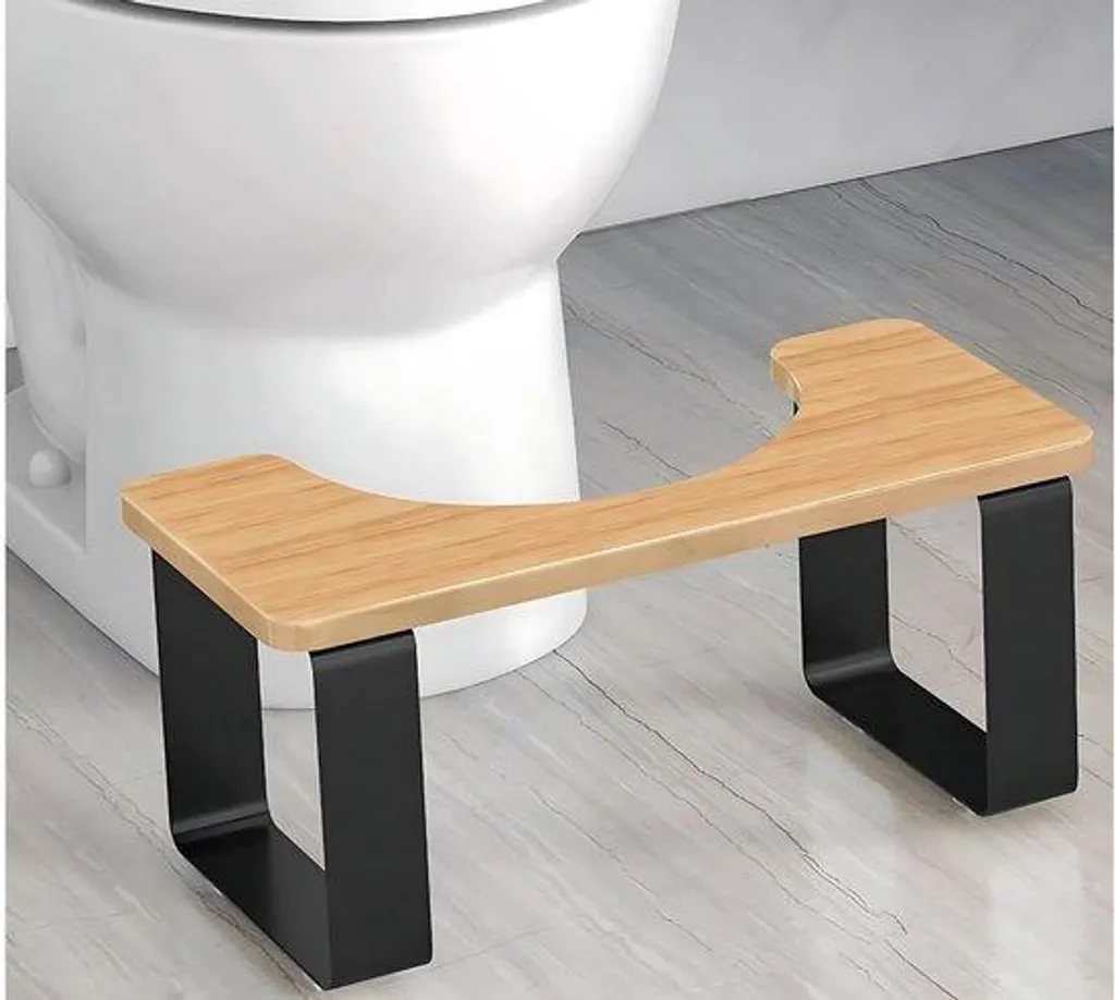 AMSAMOTION Tabouret de Toilettes Métal et Bois 18cm Ergonomique Adulte
