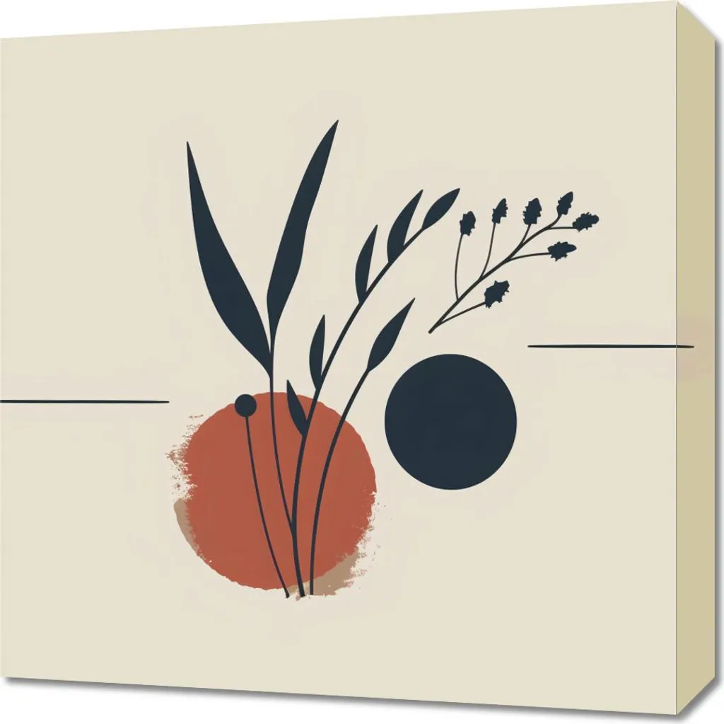 Stampa Botanica 50x50 Vintage: Quadro su Tela con Colori Naturali