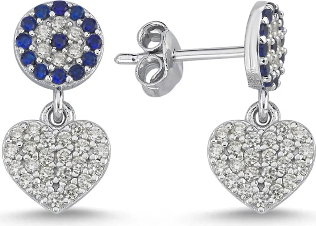 Boucles d'oreilles Œil de Nazar en Argent Rhodié et Zircone Scintillant