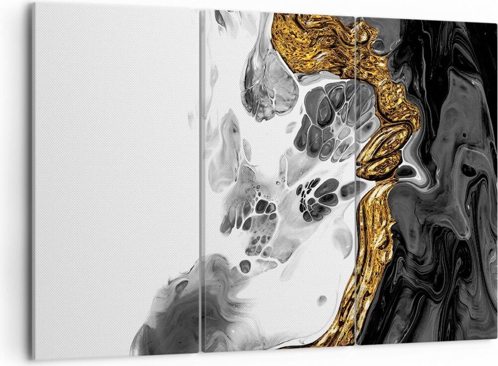 Bild auf Leinwand - Leinwandbild - 3 Teile - Abstraktion verschüttet Kontrast - 105x70cm - Wand Bild - Wanddeko - Wandbilder - Leinwanddruck - Bil...