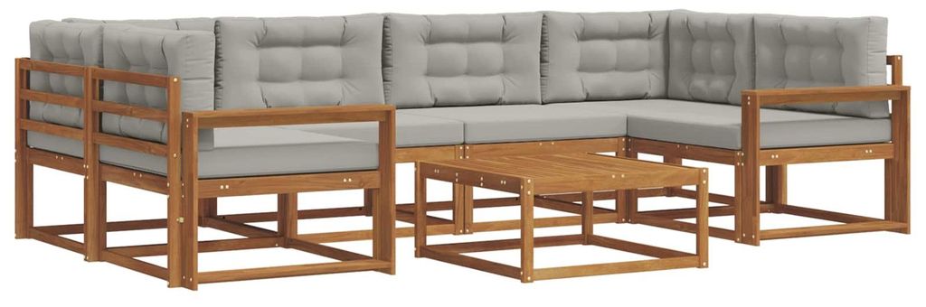 Saisonschlussverkauf -Outdoor-Sofa garnitur moderne - Balkonmöbel/Gartenlounge-Set - robust und langlebig - mit Kissen 7 pcs Natürlich und Hellgr...