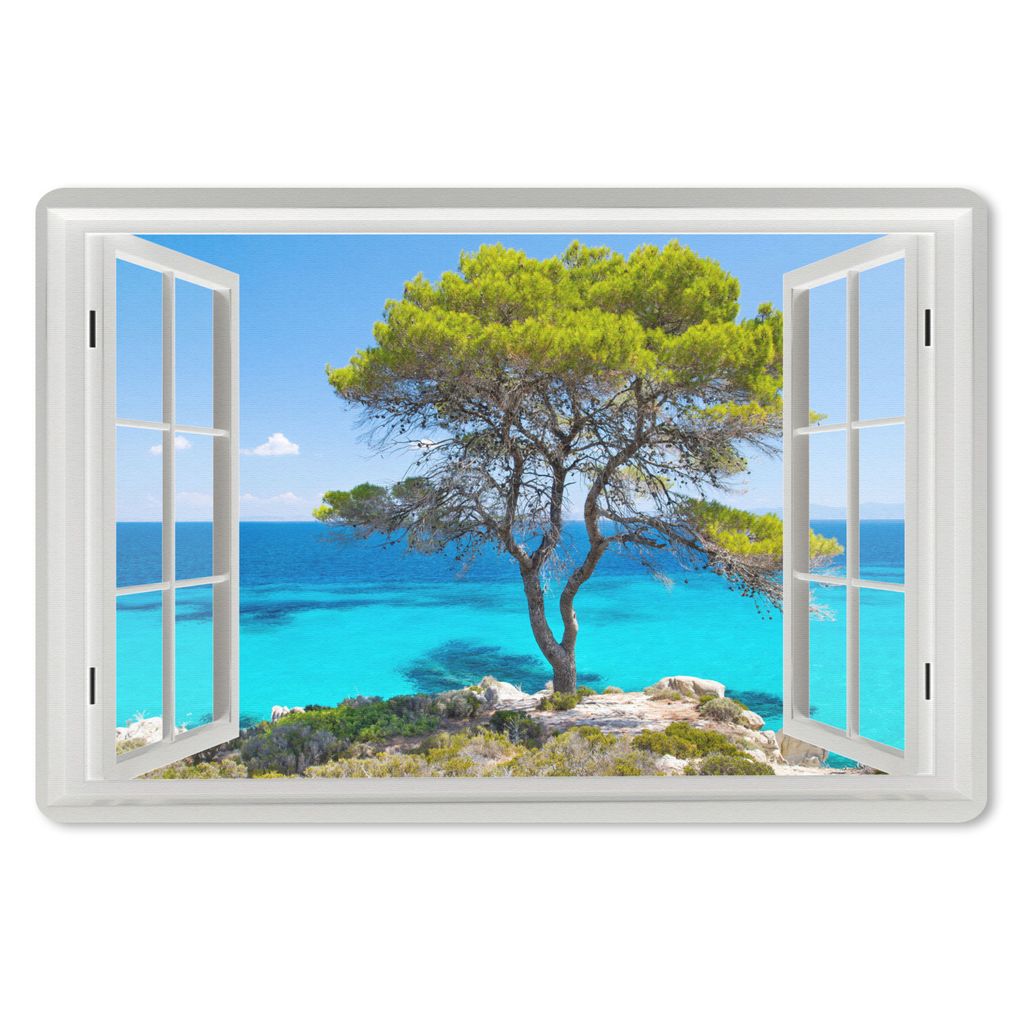 MuchoWow Schreibtischunterlage Aussicht - Wasser - Baum 60x40 cm - XXL Mauspad - Großes Mauspad