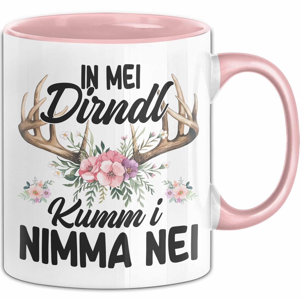 Oktober In Mei Dirndl Kumm I Nimma Nei Geschenk Tasse Becher (Rosa)