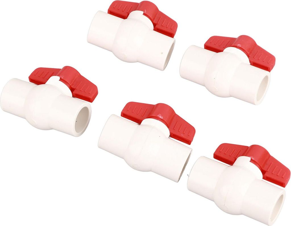 5 Stück Kugelhahn mit flachem T-Griff, PVC, Wasserzufuhr-Kugelhahnschalter für Schwimmbäder, 20 mm / 0,8 Zoll