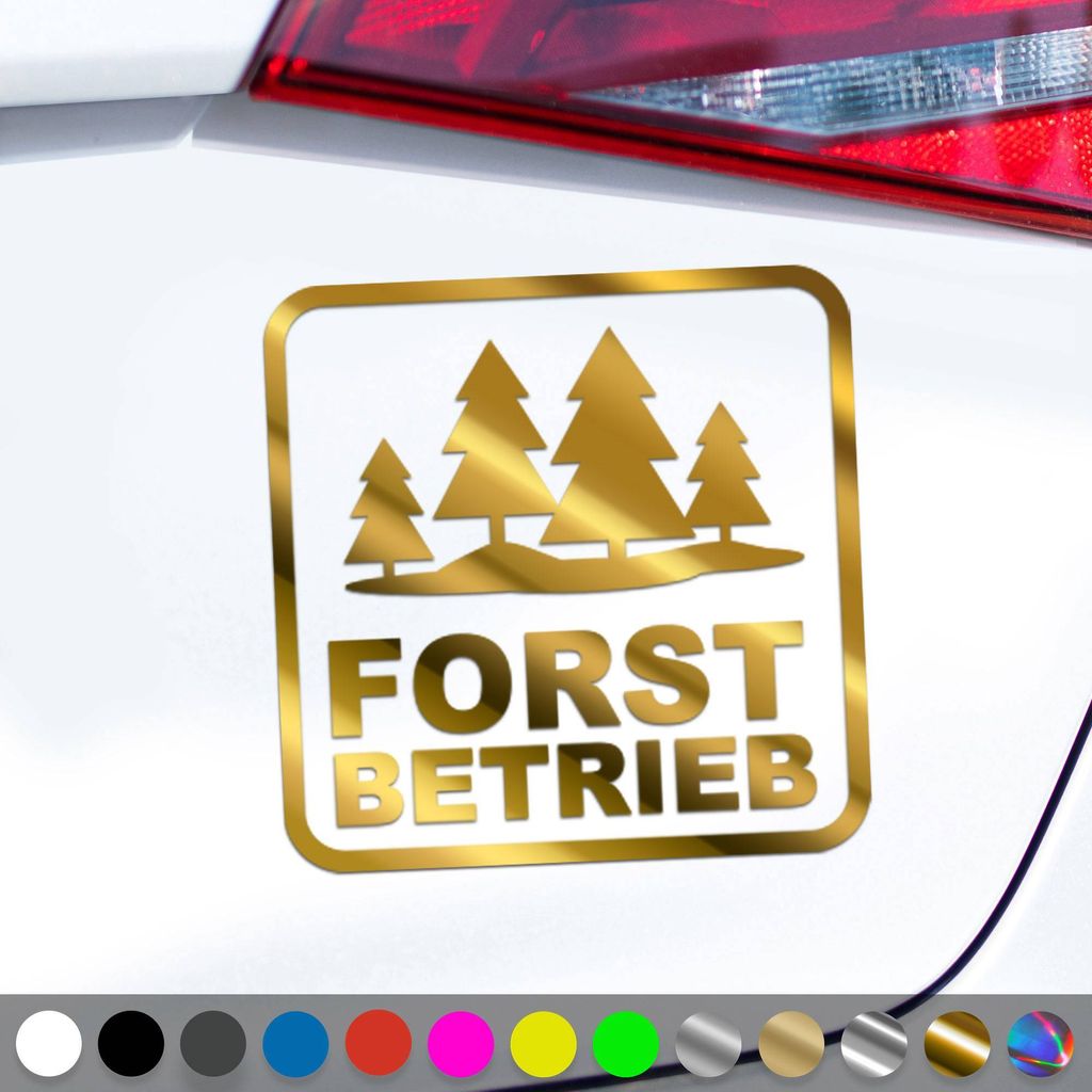 PantherPixel Forstbetrieb Forstzubehör Aufkleber Forstbedarf Sticker Auto Geschenkidee Farbe Chrom-Gold