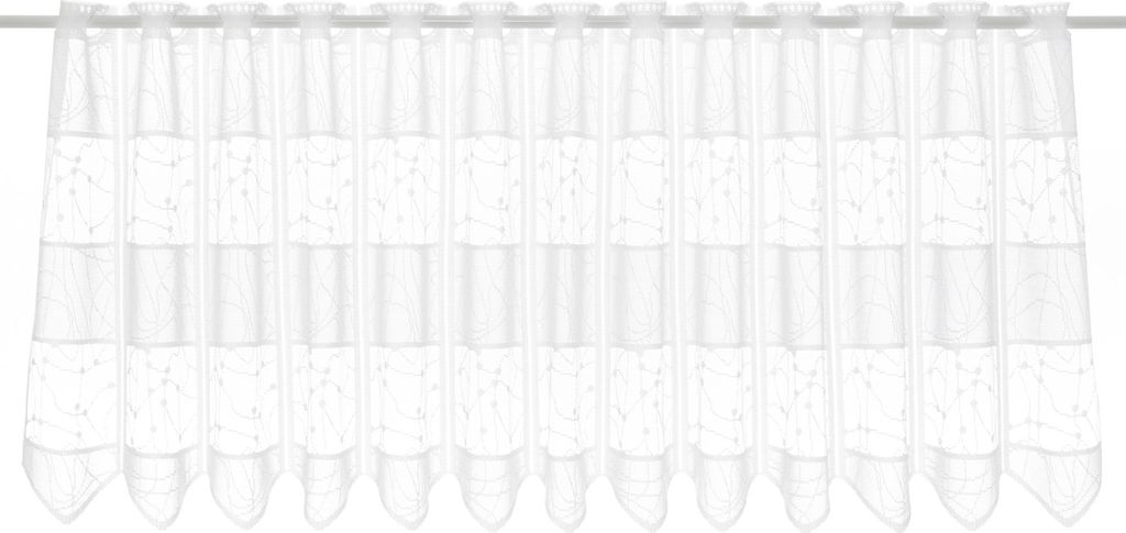 Gardinen Kranzusch Scheibengardine Jacquard verschlungen Linien 45x175 cm H/B weiß Bistrogardine Vorhang Küche 1er Pack