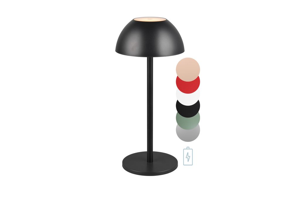 LED Akku Tischlampe, Tischleuchte, kabellos, dimmbar, 4-fach Touch, aufladbar, schwarz, IP54 Outdoor, lightling Robert