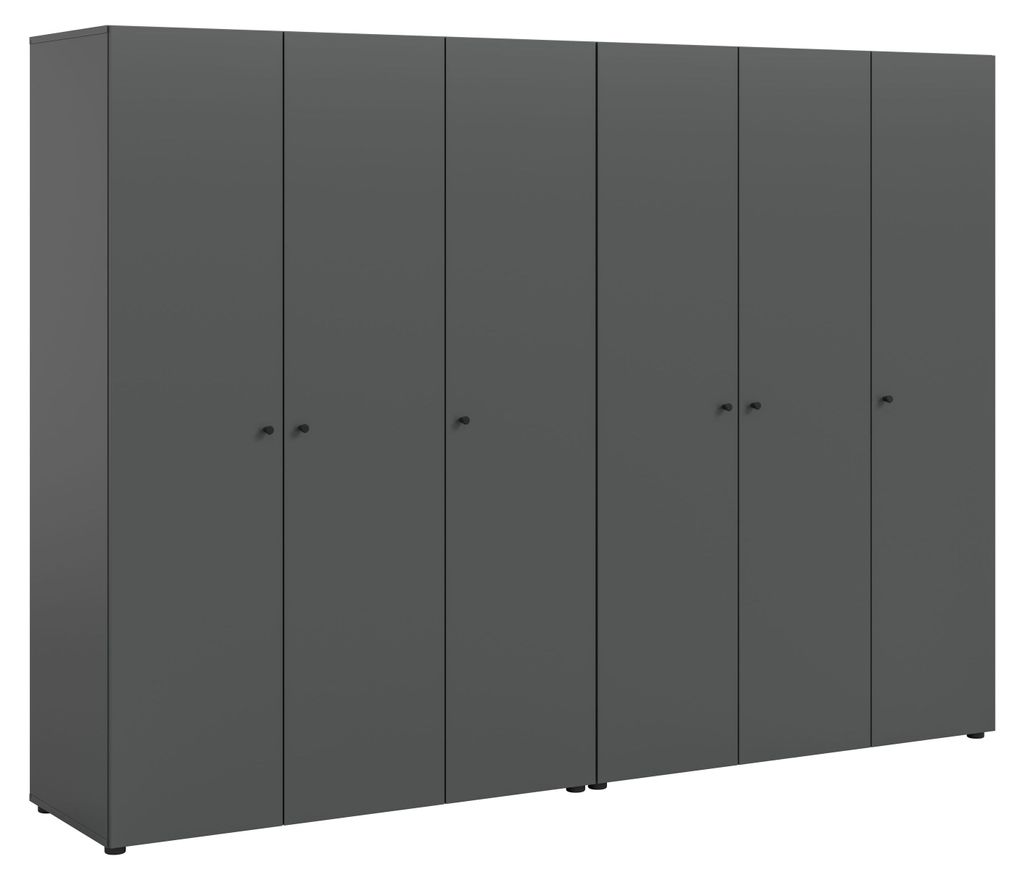 Darwin Kleiderschrank 6 Türen Anthrazit. Produktbild 