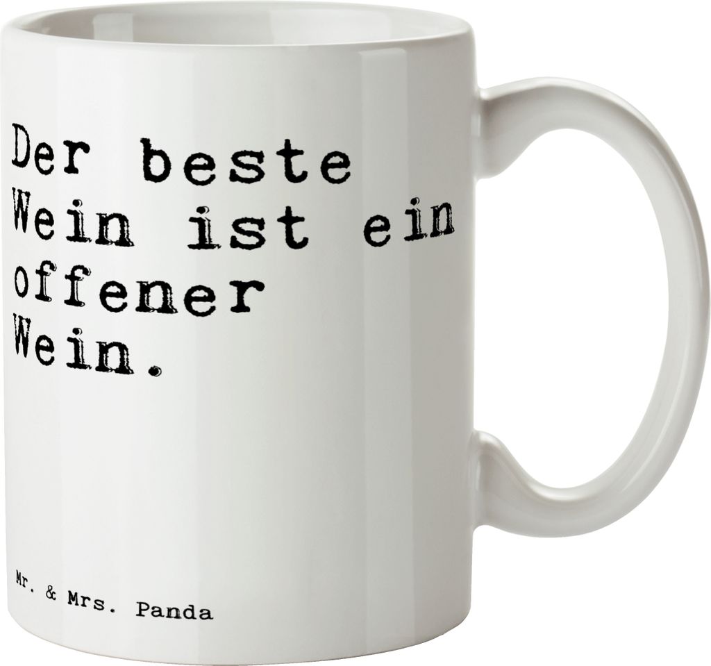 Mr. & Mrs. Panda Becher Der beste Wein ist... - Weiß - Geschenk, Kaffeebecher, Kaffeetasse, schöner Spruch, Teetasse, Tasse, Sprüche, Wein-flasc...