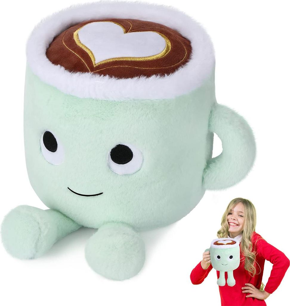 Weiches Latte Plüschkissen (30 cm) Kaffeetassen-Design – Perfektes Geschenk & Kuschelaccessoire für Kinder und Erwachsene