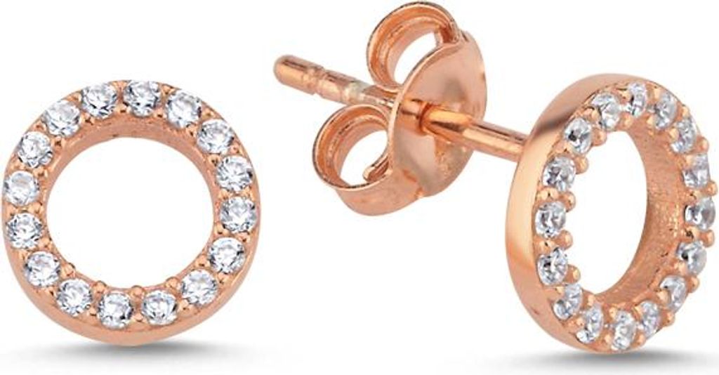 925 Silber Kreis Ohrringe Rosé oder Silber mit Zirkonia Damen