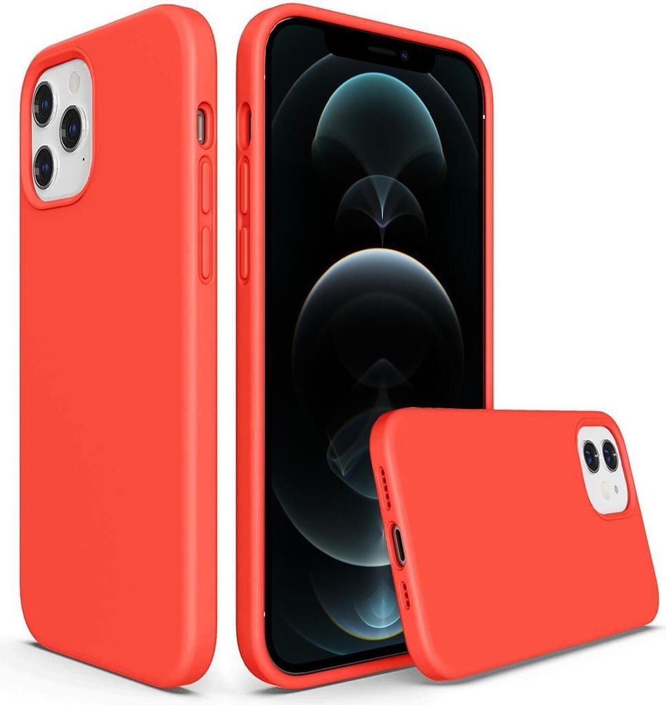 Conie TPU Schutzhülle für iPhone 12 Pro Max Tasche Case Cover Bumper Silikon Mikrofaser Inlay Hülle in Rot matt