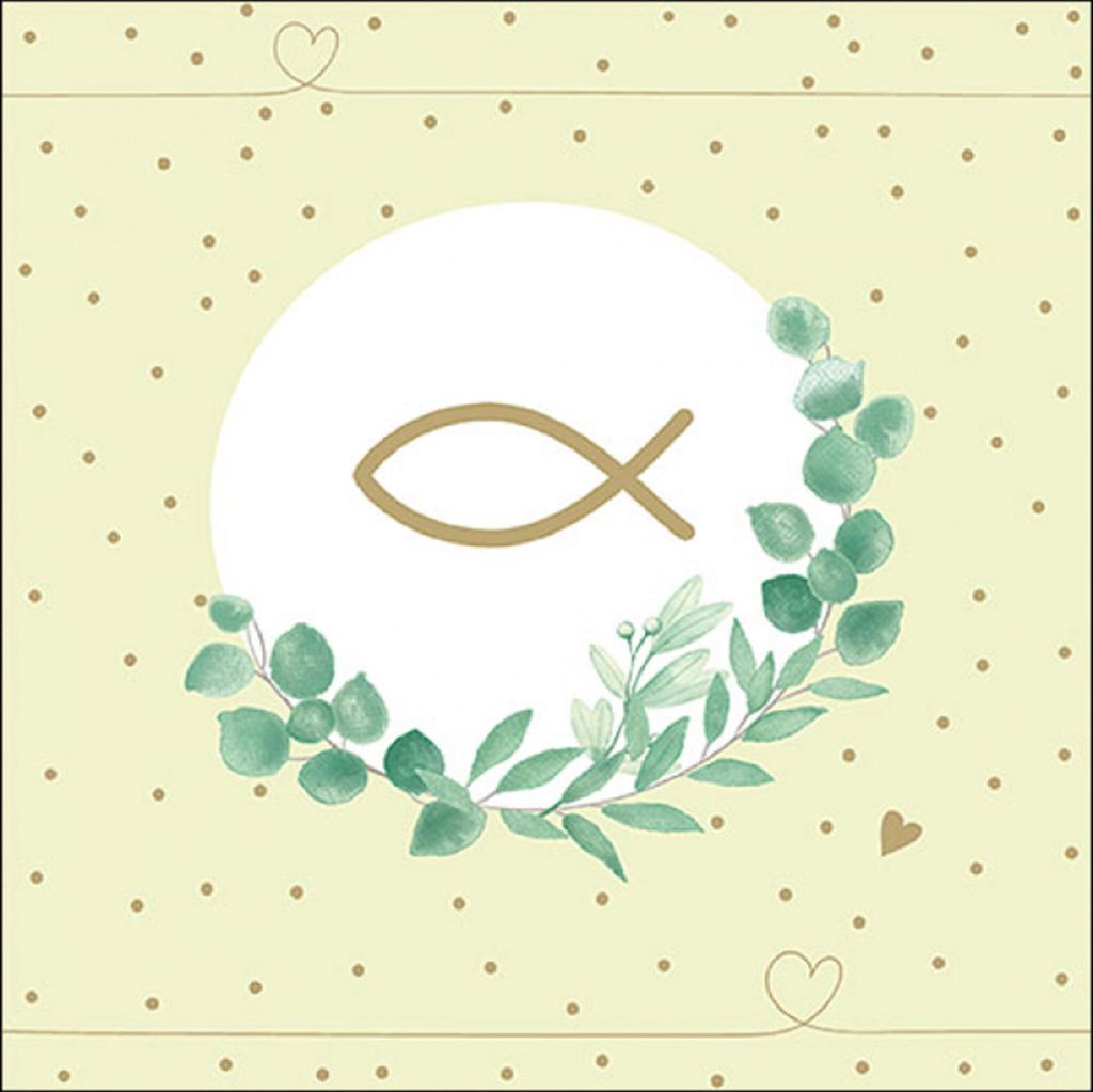 Servietten Papier 33x33cm 3-lagig mit Fischsymbol & Produktbild 