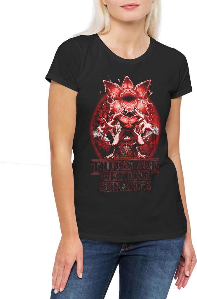 Urban Backwoods Things Are Getting Strange, Damen T-Shirt, Farbe: Schwarz, Größe: 3XL
